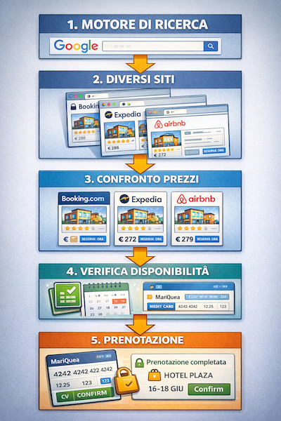 Il processo tradizionale di prenotazione di un hotel online
