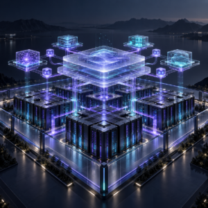 Rappresentazione della Sovereign AI Architecture: modelli modulari collegati a un control plane sopra un’infrastruttura GPU.